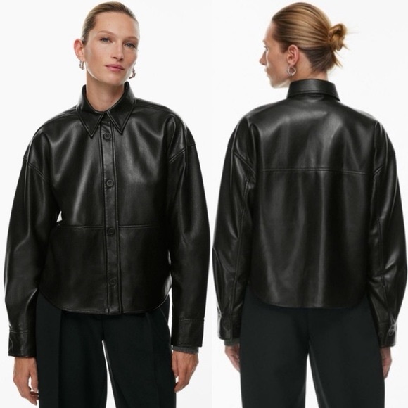Aritzia Jackets & Blazers - Babaton Black Vegan Leather button up